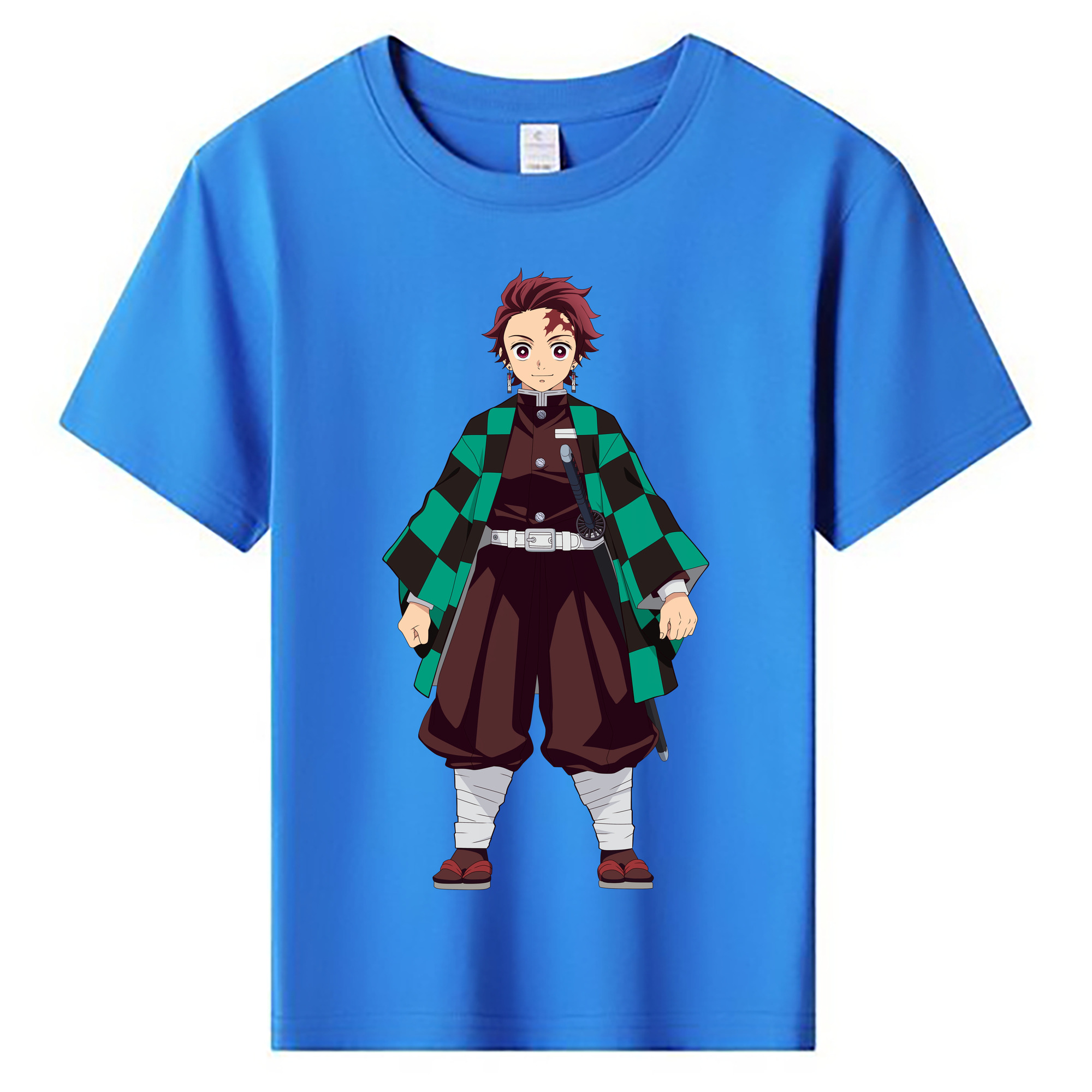 （画像用） 鬼滅の刃 竈門 炭治郎／かまど たんじろう Kamado Tanjirou 綿100％キッズTシャツ（フロントプリント）